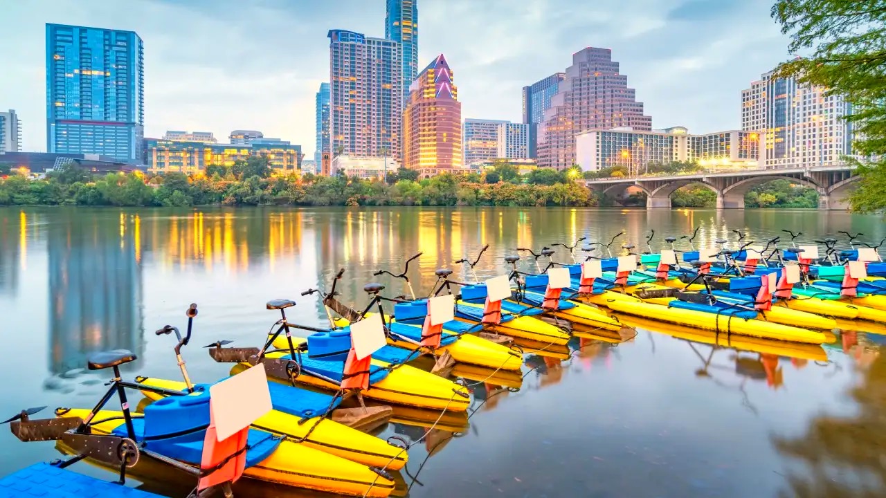 water scooters on the Colorado river in Austin